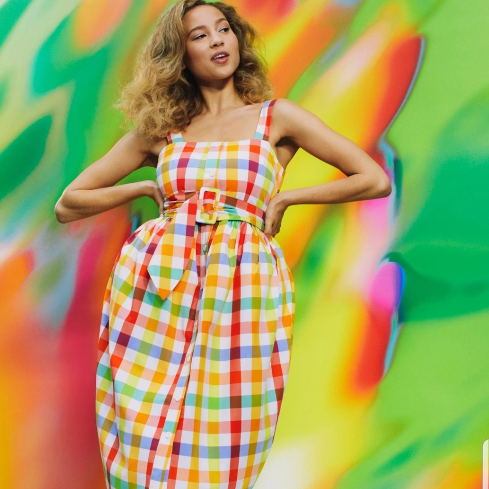 Bright plaid dress
